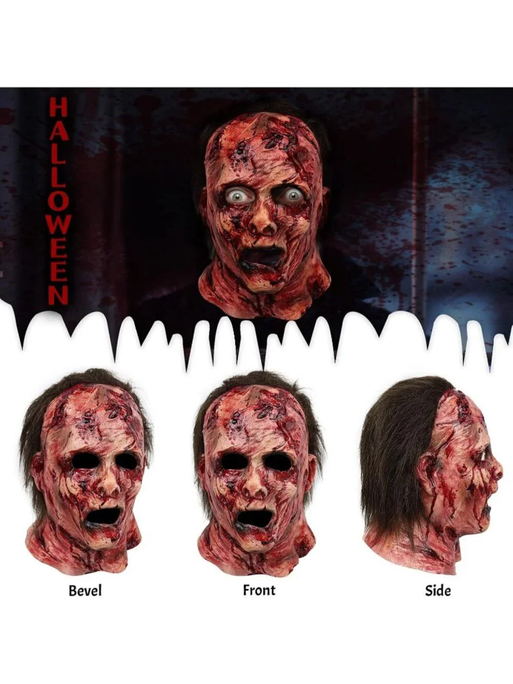 Women's Scary Masquerade Cosplay Creepy Horror Bloody Full Head Halloween Mask